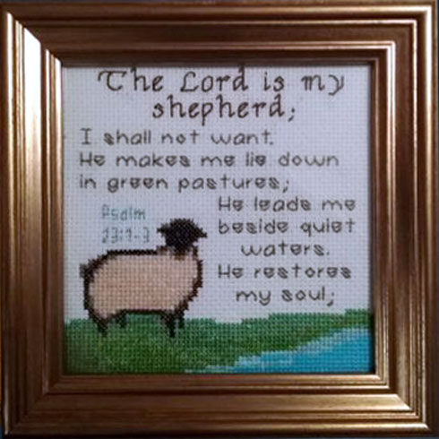 Lord Shepherd Psalm 23:1-3 stitched by Zena Smith